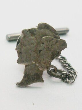 Vintage Tie Tack Pin with chain cut out Mercury Dime classic Formal Wear